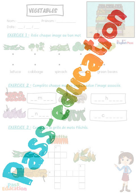 Exercice Food - Anglais : CP