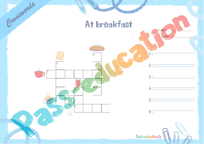 Exercice Food - Anglais : CE1