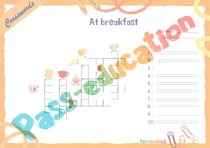 Exercice Food - Anglais : CM2