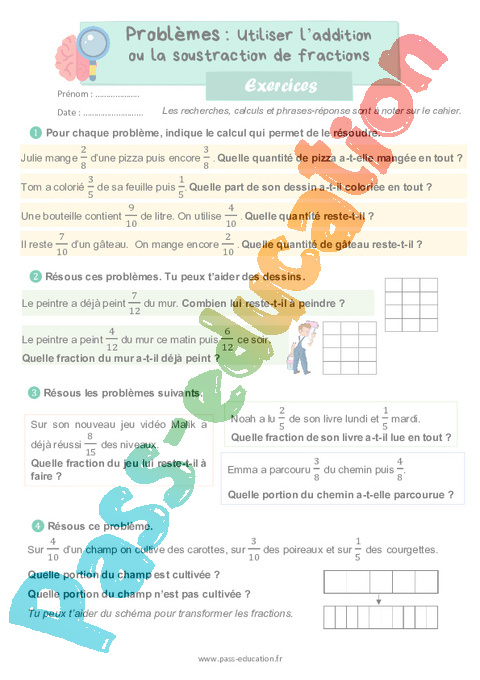 Exercice Fractions : CE2