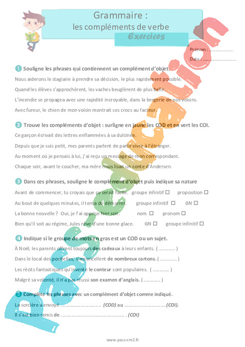 Exercice Les compléments : CM2