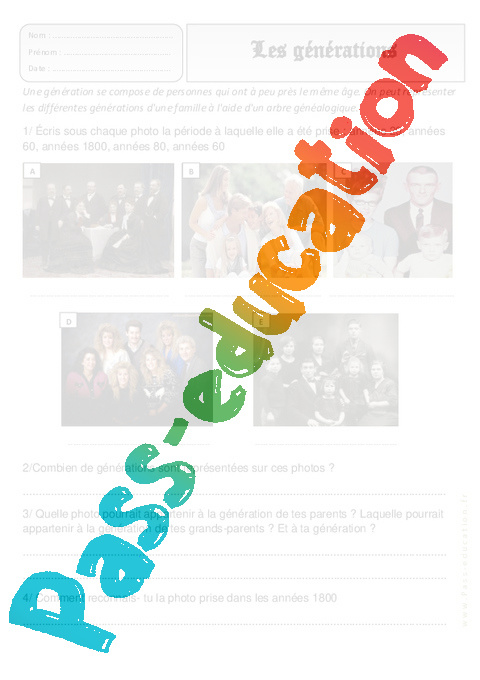 Exercice Les générations : CE1