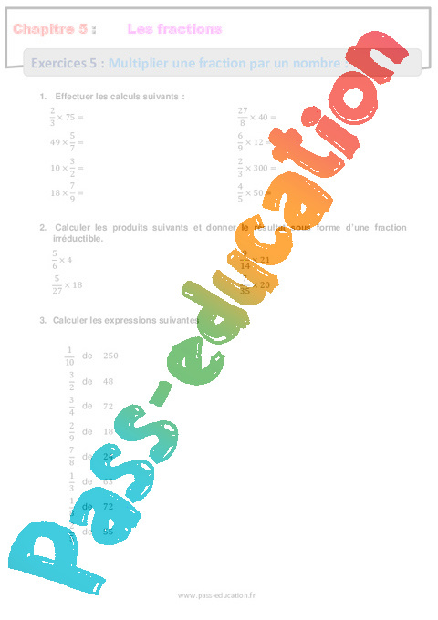 Exercice Multiplication / Division : 6ème