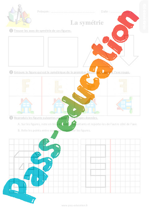 Exercice Reconnaitre des figures symétriques : CE2