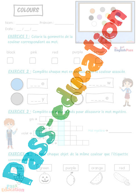 Exercice School - Anglais : CE2