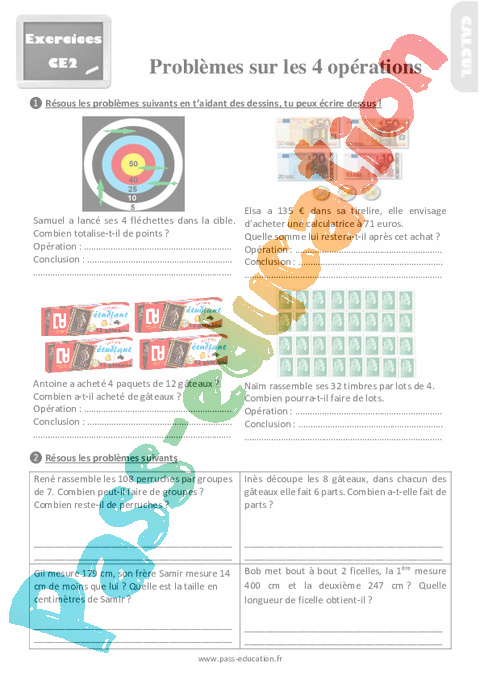 Exercice Toutes opérations : CE2