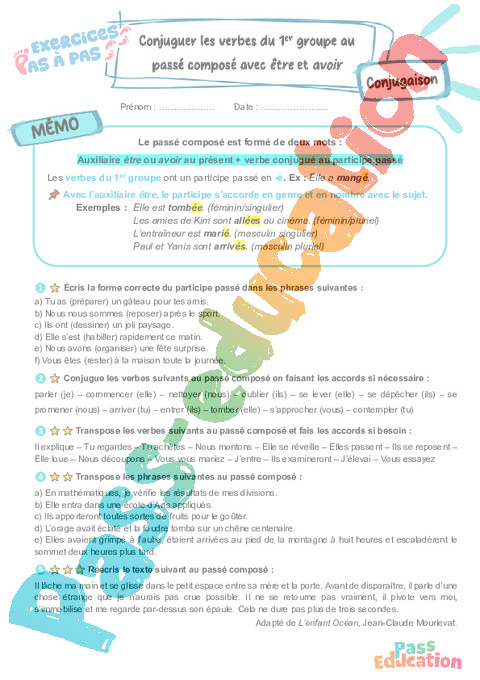 Cours et exercice : 1er groupe : 6ème