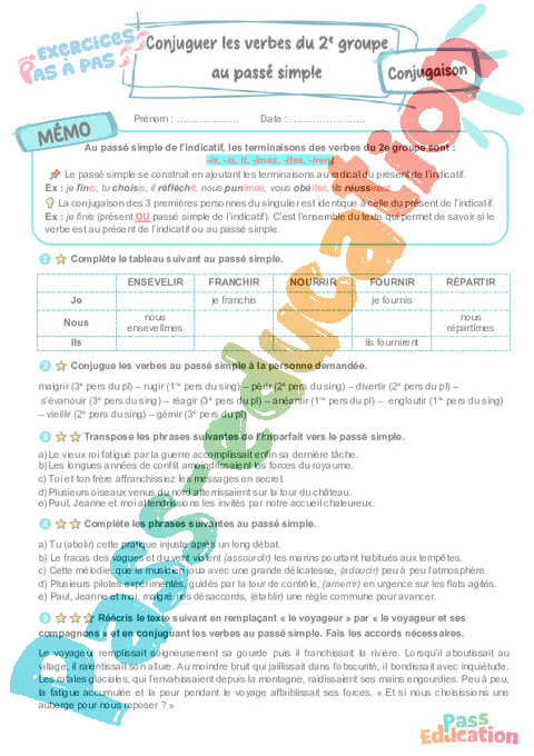 Cours et exercice : 2e groupe : 6ème