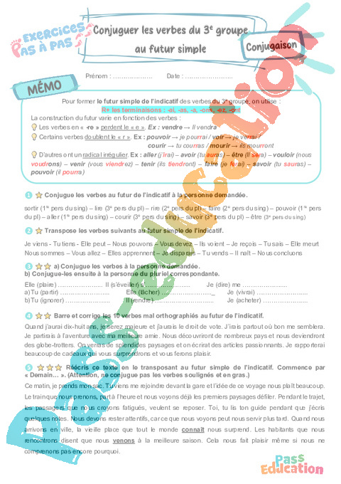 Cours et exercice : 3e groupe : 6ème