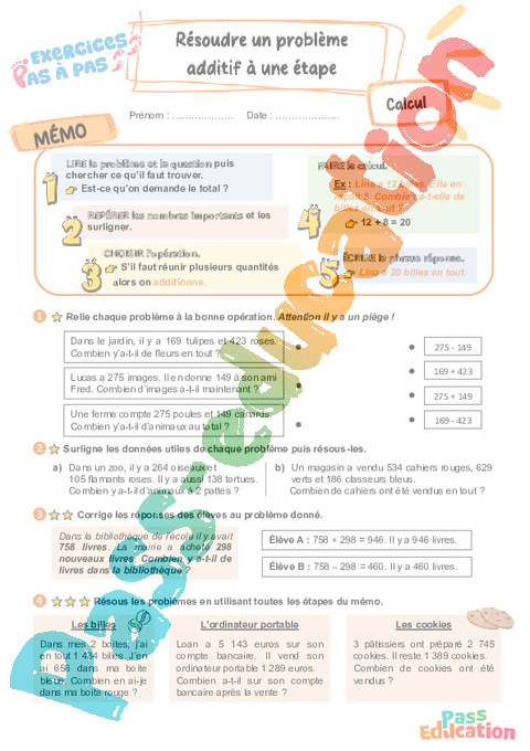Leçon, exercice et évaluation :<br/> Additifs : CE2