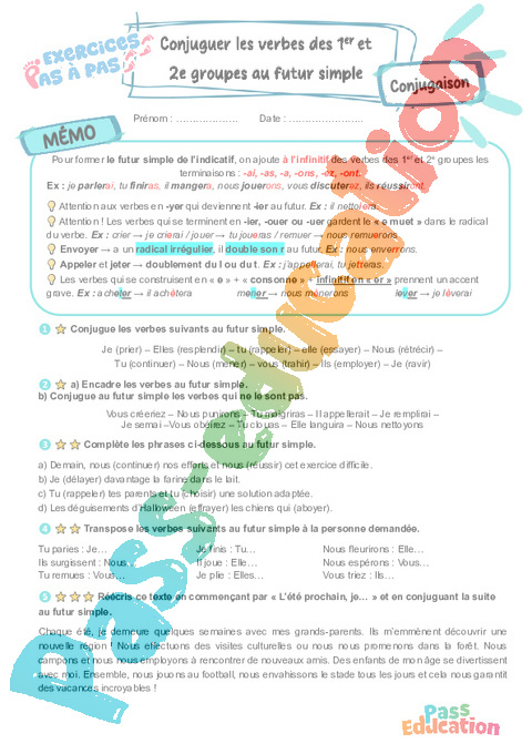 Cours et exercice : Conjuguer un verbe du 2e groupe au futur simple : 6ème