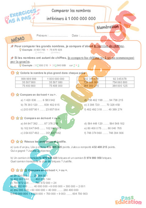 Leçon, exercice et évaluation :<br/> Décomposer : CM2