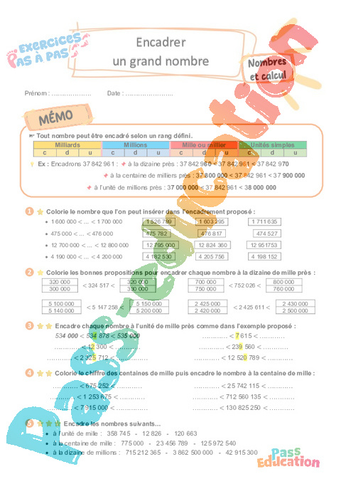 Cours et exercice : Encadrer un grand nombre : 6ème