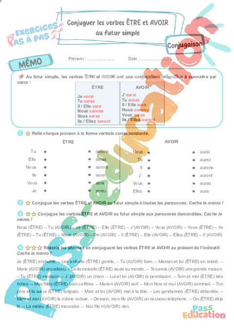 Leçon, exercice et évaluation :<br/> Être Avoir : CE2