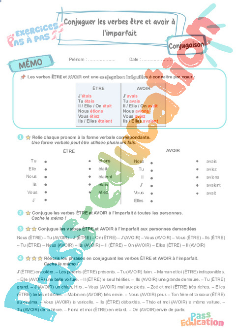 Leçon, exercice et évaluation :<br/> Être Avoir : CE2