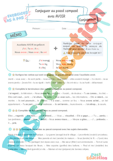 Leçon, exercice et évaluation :<br/> Être Avoir : CE2