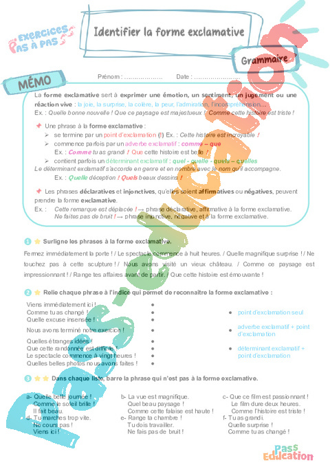 Cours et exercice : Formes de phrases : 5ème