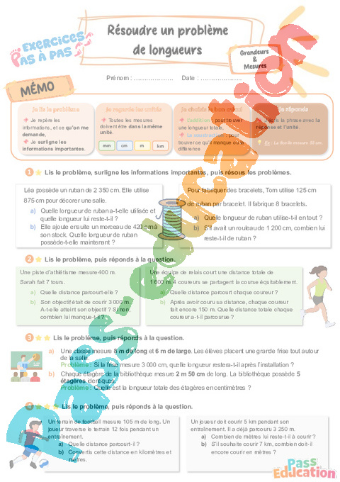 Leçon, exercice et évaluation :<br/> Longueurs : CE2