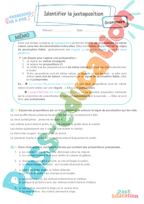 Cours et exercice : Propositions : 5ème
