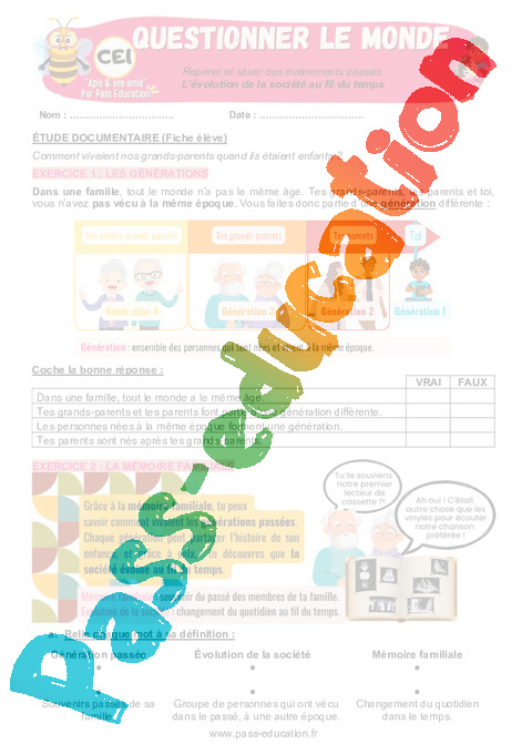 Leçon, exercice et évaluation :<br/> Histoire - Nouveau programme : CE1