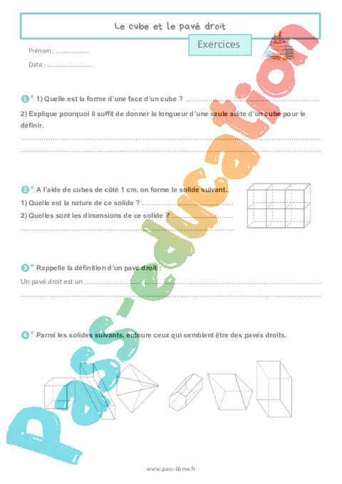 Cours et exercice : Identifier / décrire les solides : 6ème