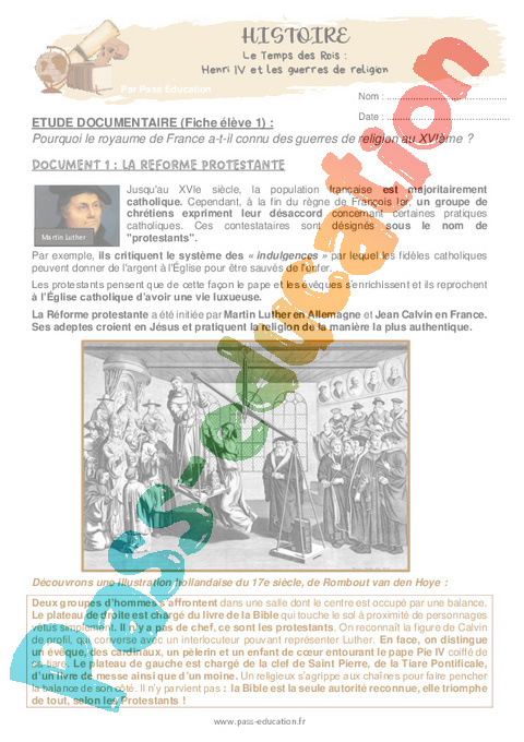 Leçon, exercice et évaluation :<br/> La monarchie en France : CM1