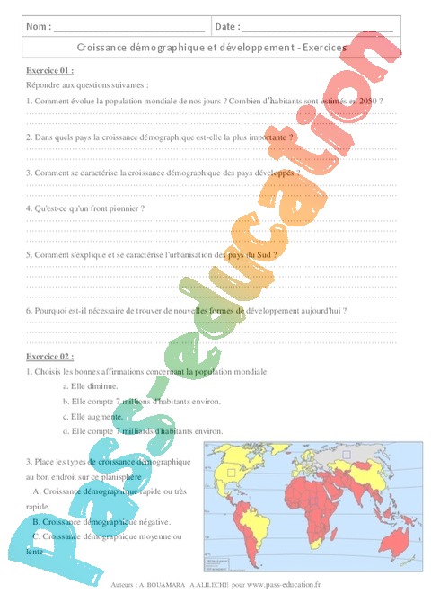 Croissance D mographique Et D veloppement Durable 5 me Controle