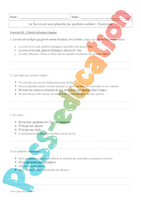 5 Question Sur Le Syst me Solaire 3 me Physique