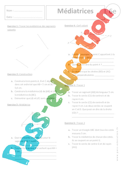 Cours et exercice : Les droites des triangles : 6ème