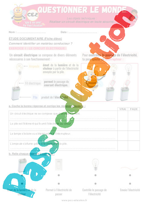 Leçon, exercice et évaluation :<br/> Les objets techniques au cœur de la société : CE2