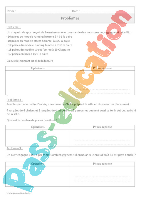 Leçon, exercice et évaluation :<br/> Multiplicatifs : CM1