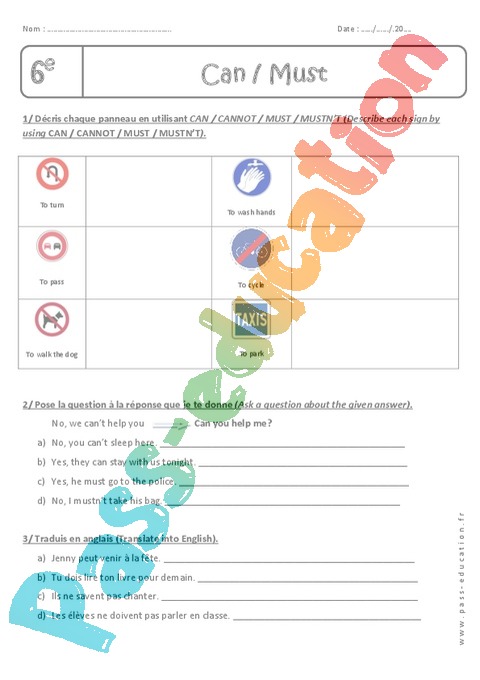 Exercice Anglais 6E Exercices D anglais MCNNJO
