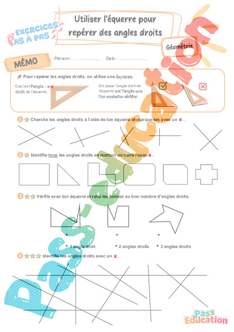 Leçon, exercice et évaluation :<br/> Notions d'angles : CE2