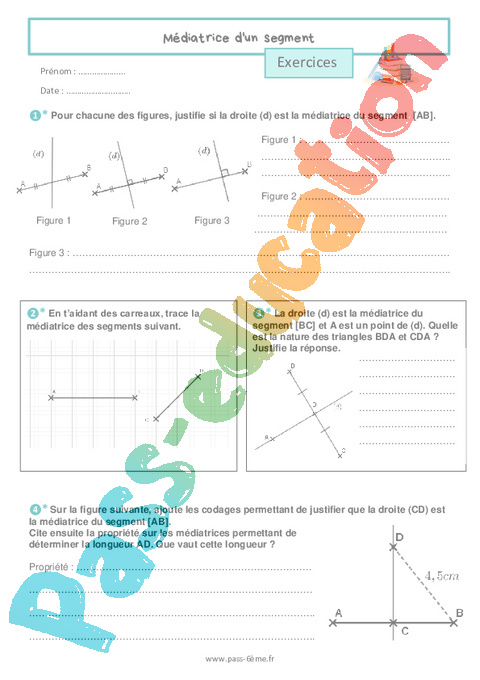 Cours et exercice : Points, droites et segments : 6ème
