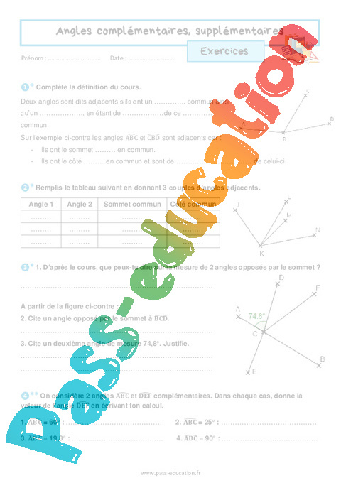 Cours et exercice : Propriétés et relations entre angles : 5ème