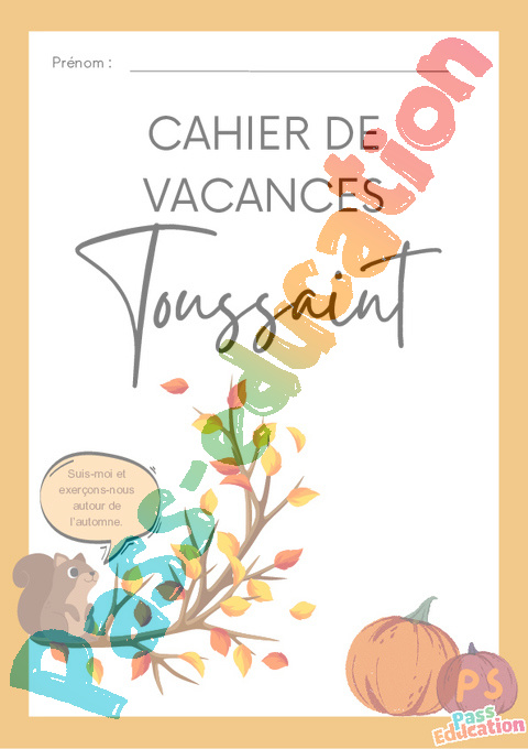 Cahier de vacances - Cahier de vacances Toussaint : PS - Petite Section en libre téléchargement