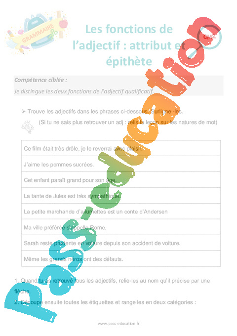 Séance découverte Adjectif Qualificatif : CM2