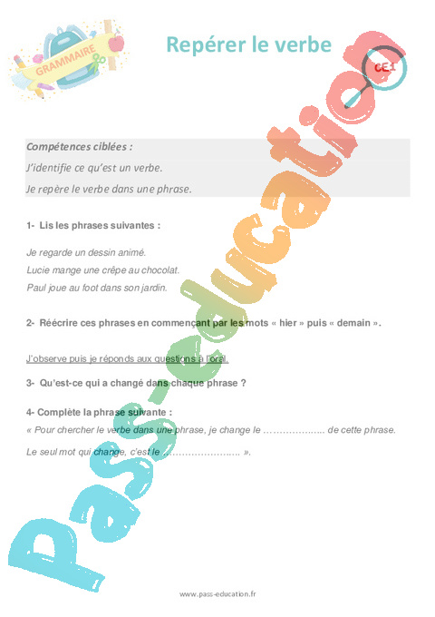 Séance découverte Verbe et son infinitif : CE1