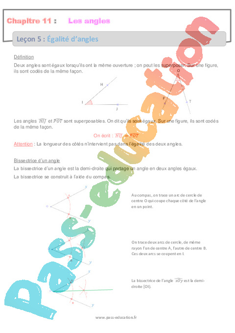 Séquence - Fiche de préparation Angles : 6ème, pdf à imprimer