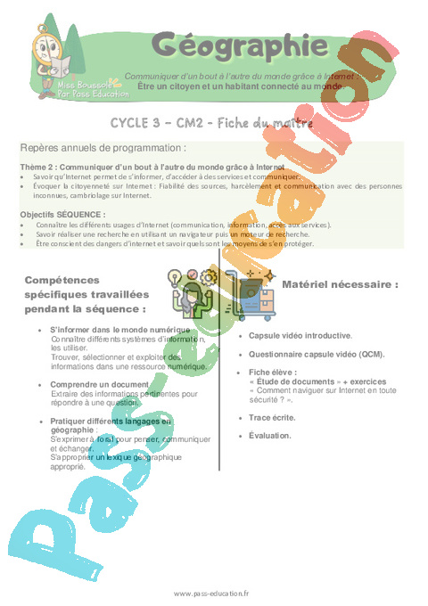 Séquence - Fiche de préparation Communication et information : CM2