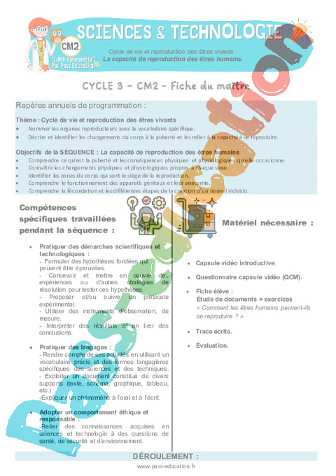 Séquence - Fiche de préparation Êtres vivants dans leur environnement : CM2