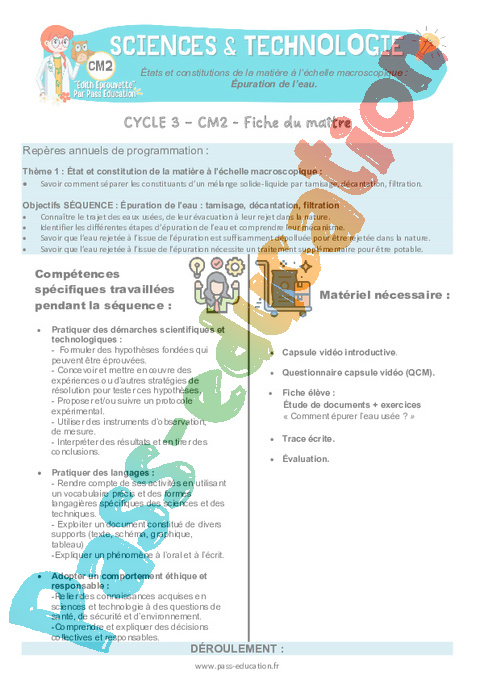 Séquence - Fiche de préparation La matière : CM2