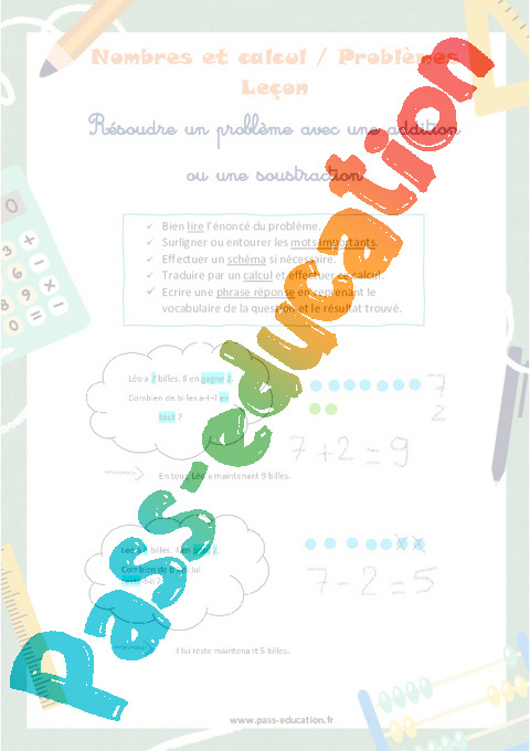 Séquence - Fiche de préparation Soustractifs : CP