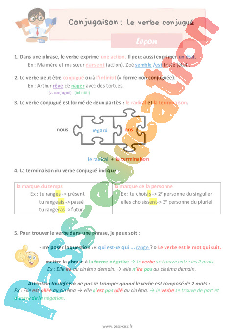 Séquence - Fiche de préparation Verbe, groupe verbal : CE2