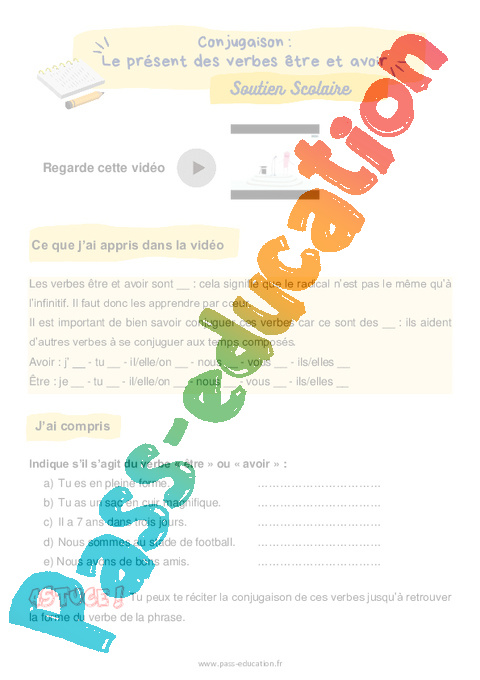 Révision, soutien scolaire - Être Avoir : CE1