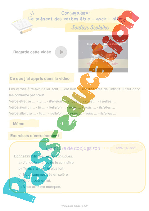Révision, soutien scolaire - Être Avoir : CE2