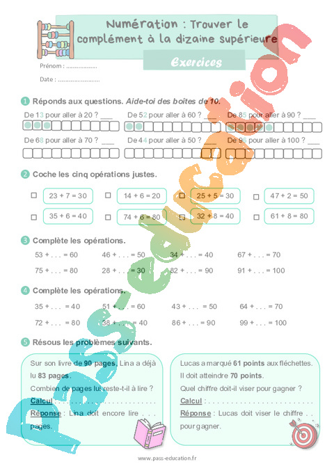 Leçon, exercice et évaluation :<br/> Stratégie de calcul mental : CE1