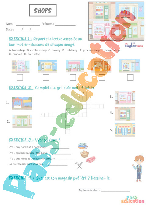 Leçon, exercice et évaluation :<br/> Transport / Place - Anglais : CE2
