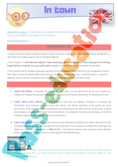 Leçon, exercice et évaluation :<br/> Transport / Place - Anglais : CM2