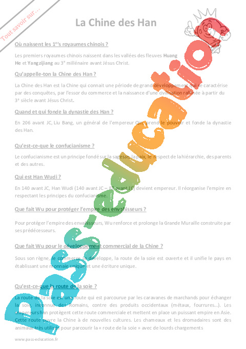 Question - Réponse ? Histoire (autres) : 6ème